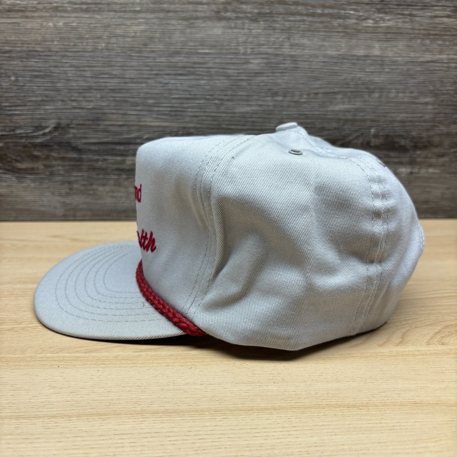 Vintage Farmland COOP Hat Cap Strap Back Gray Red Rope Animal Health Advertising