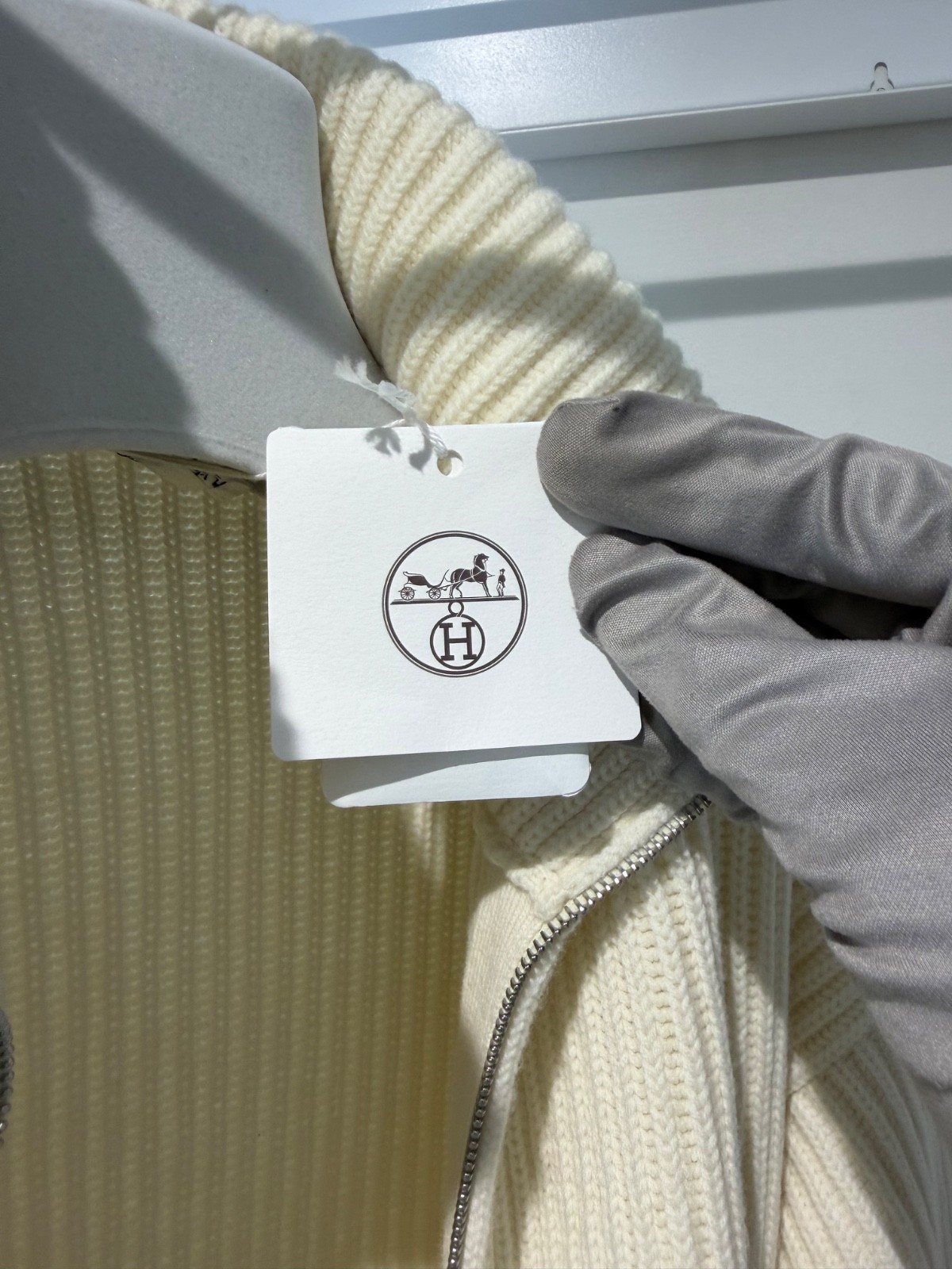 HERMES H JACKET WOOL KNIT (38) – BLANC / NATUREL – BRAND NEW WITH TAGS