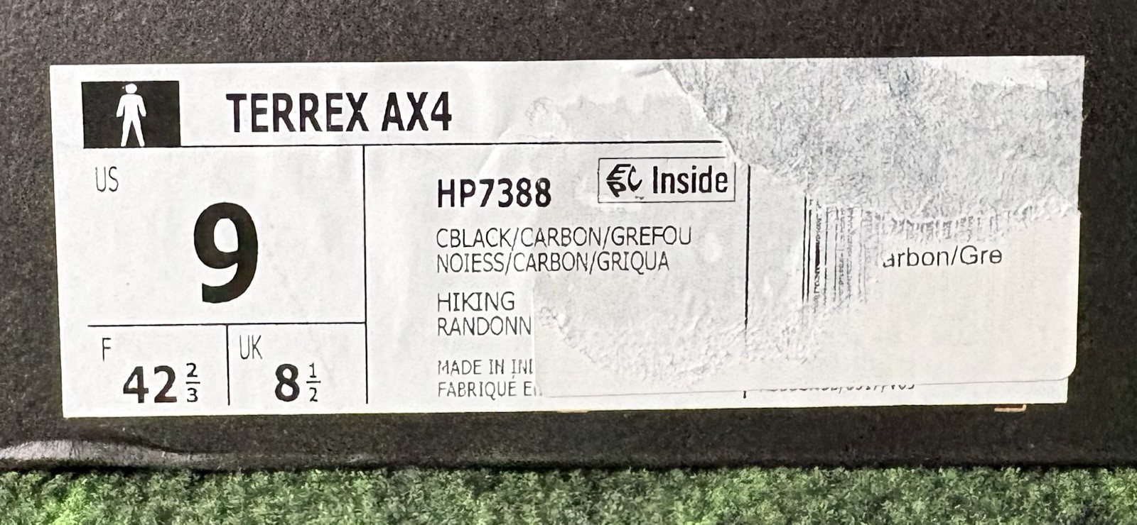 US Men’s 9 – Adidas TERREX AX4 “Black Carbon” HP7388, Hiking Shoes