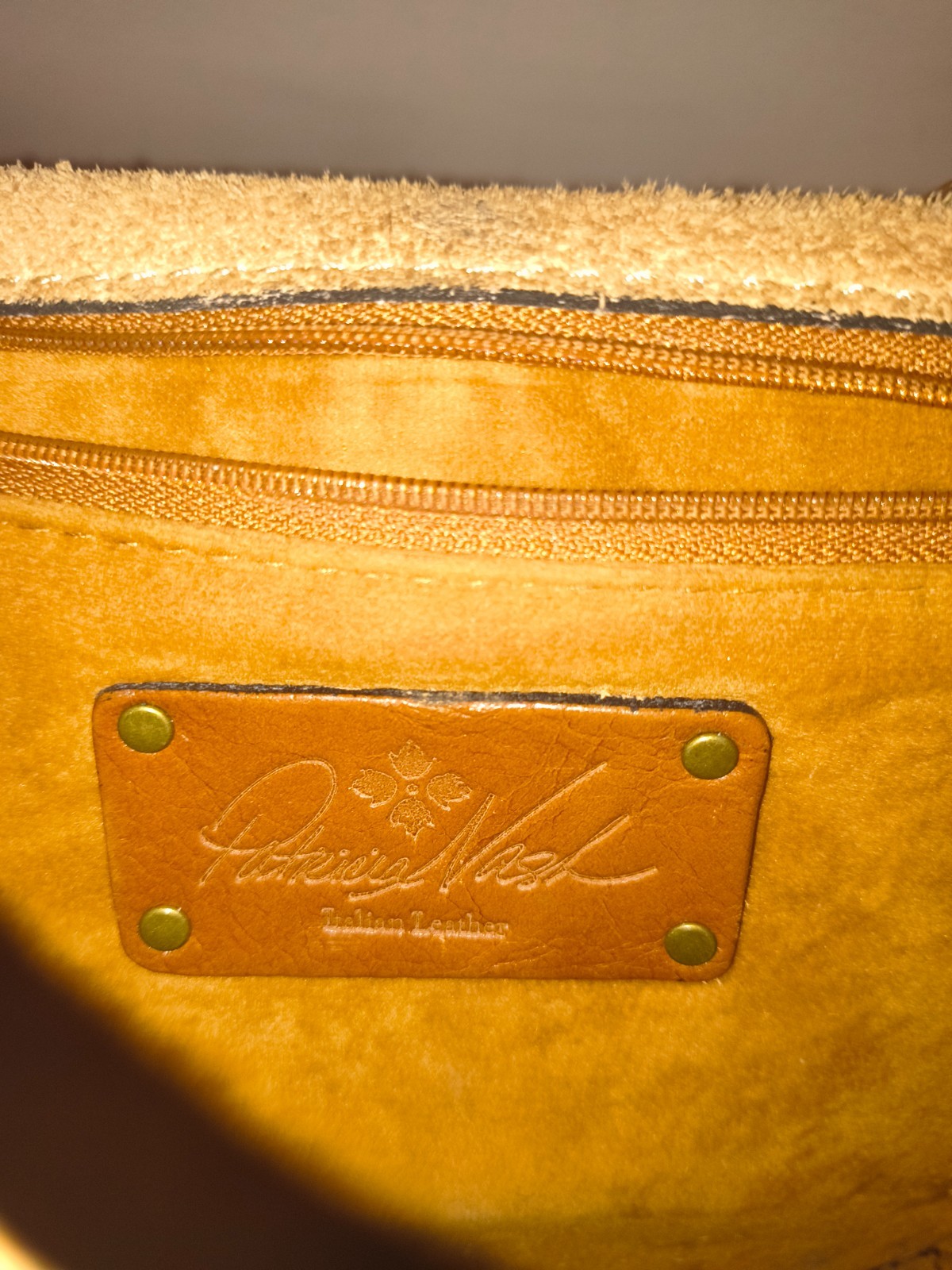 Authentic Patricia Nash Italian Leather Small Crossbody Saddle Bag – Tan Cognac