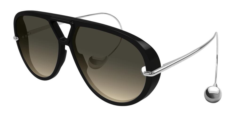 BOTTEGA VENETA BV1273S 010 Black Silver Brown Grey Earrings Sunglasses AUTHENTIC