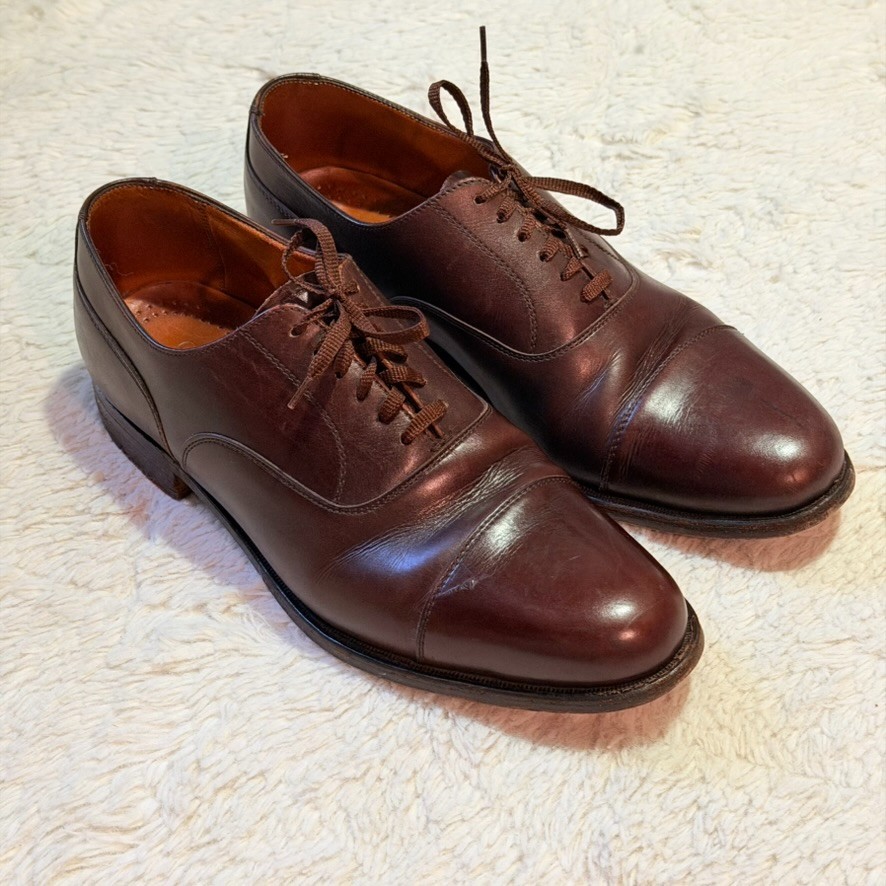 Cole Haan Made In England Bench Made Brown Leather Cap Toe Oxford Shoes 9 D