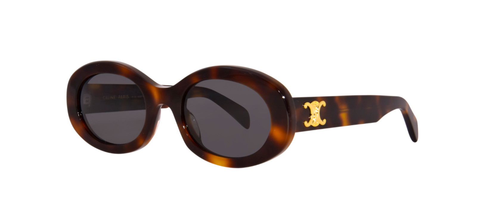 Celine Triomphe CL40194U 53A Shiny Havana/Smoke Oval Women’s Sunglasses