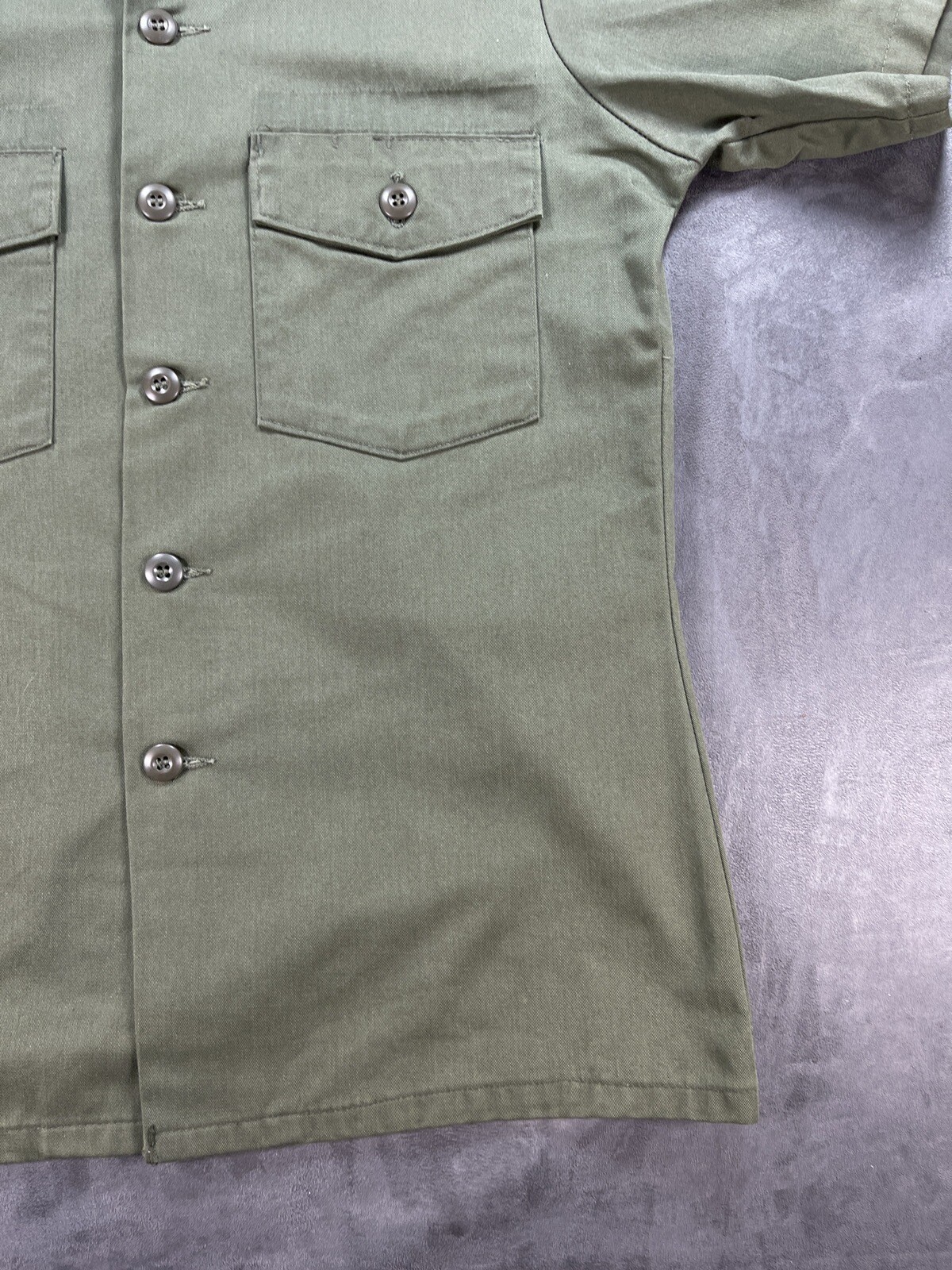 OD Green Button Up 15.5 x 31 US ARMY Vietnam Era 8405-00-015-0005 Shirt No Patch