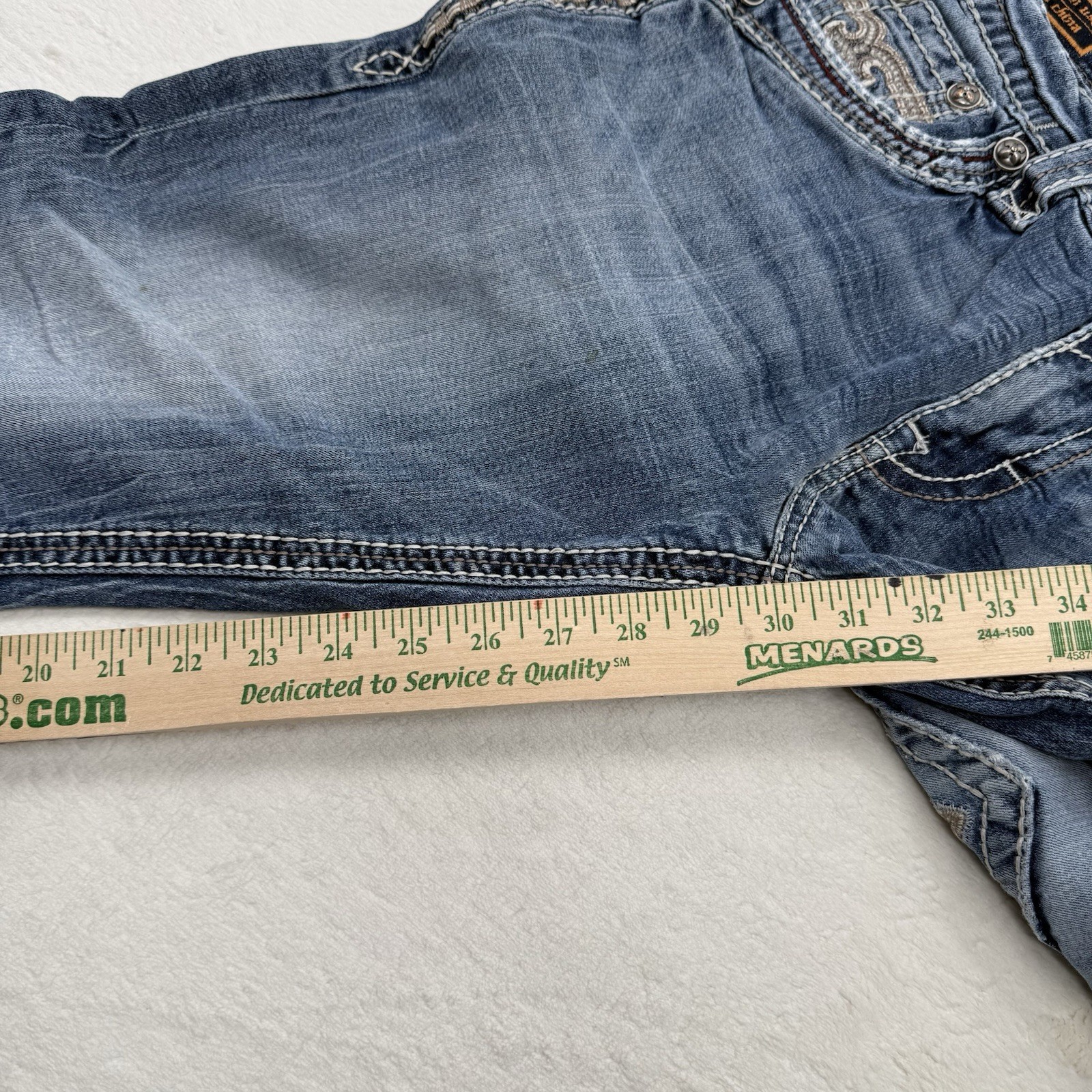 Rock Revival Mens Blue Medium Wash Crete Straight Leg Denim Jeans Size 32