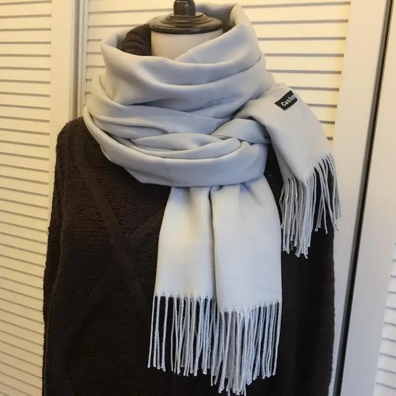 Mens Womens Oversize 100% Cashmere Scotland Wool Blanket Shawl Wrap Solid Scarf