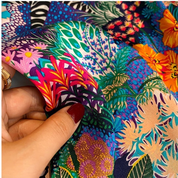 100% Mulberry Silk 20″ square Scarf Women neckerchief Wrap Forest Jungle Zebra