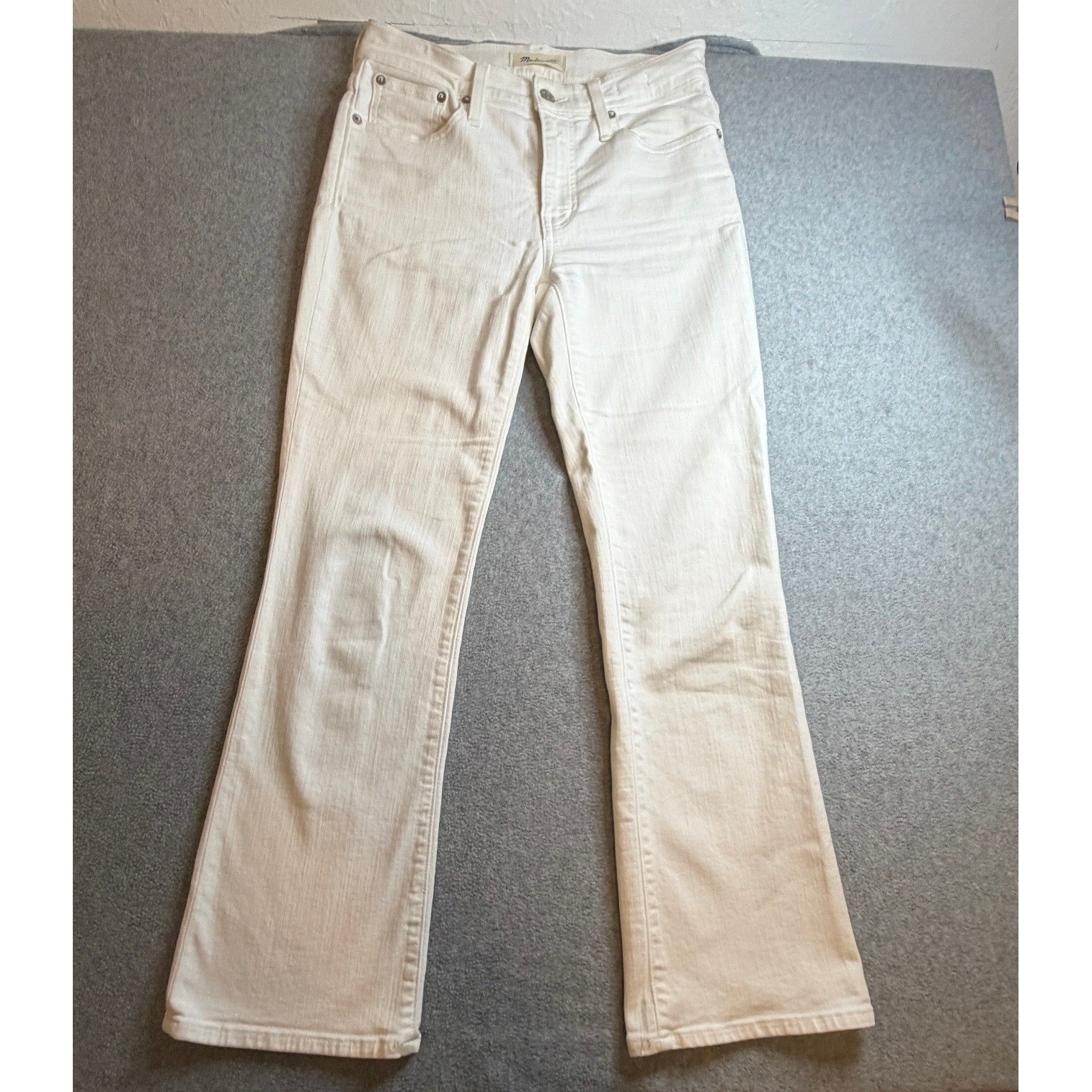 Madewell Mid-Rise Kick Out Jeans White Flare Denim Size 26