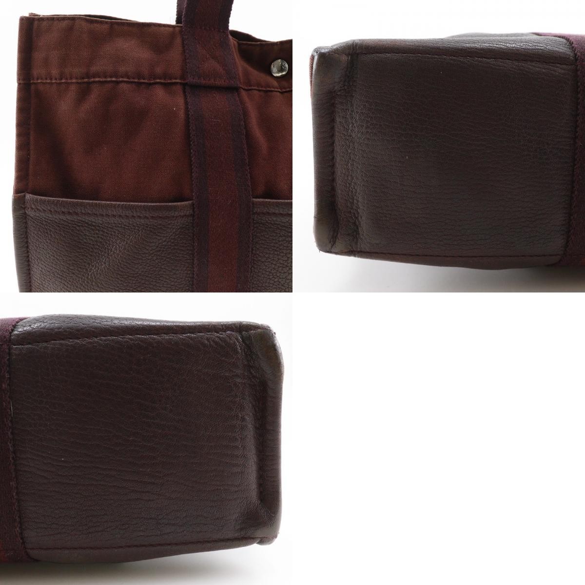 HERMES Sack Fourre ToutMM Handbag Half leather Brown Cotton canvas/leather…