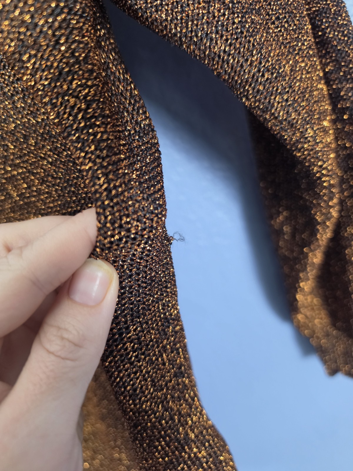 Vtg 80s/90s Mims Cole Metallic Bronze Gold Knit Sweater