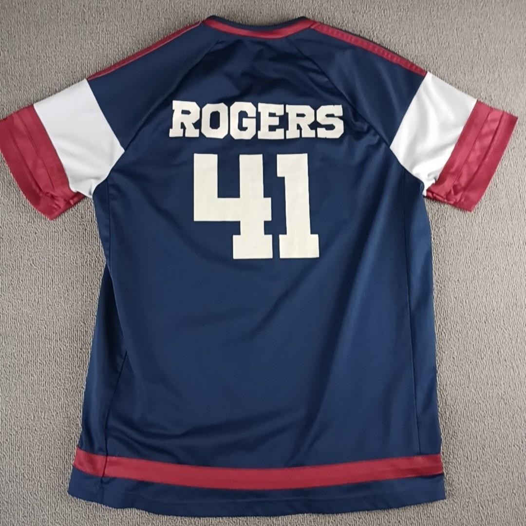 Marvel Avengers Shirt Large Blue Rogers 41 Jersey Captain America Raglan Fff