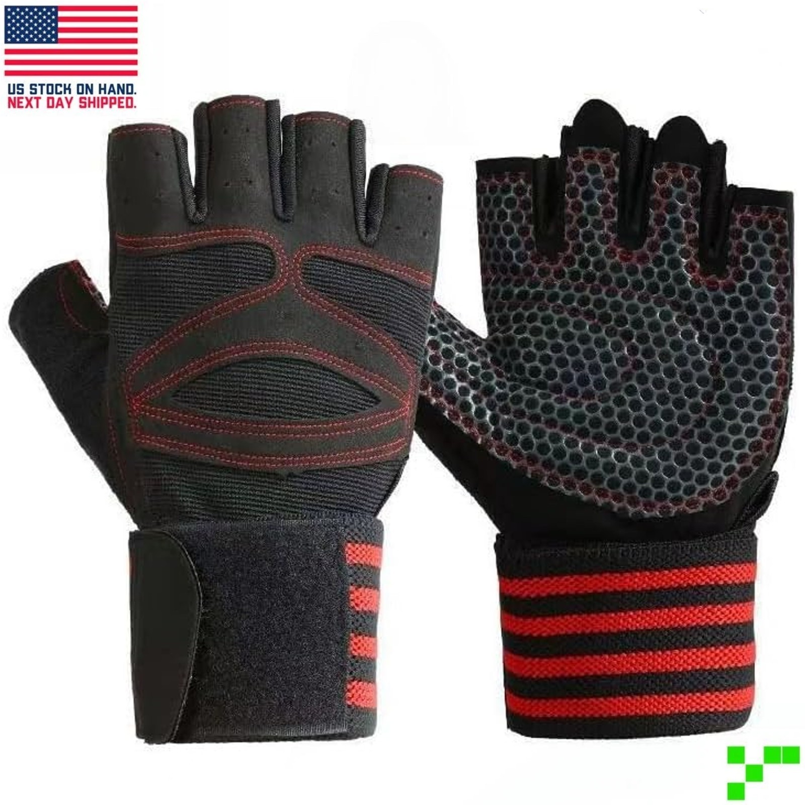 XL Half Finger Sports Gloves Gel Pad Non Slip Cycling Gym Fitness Weight Lifting