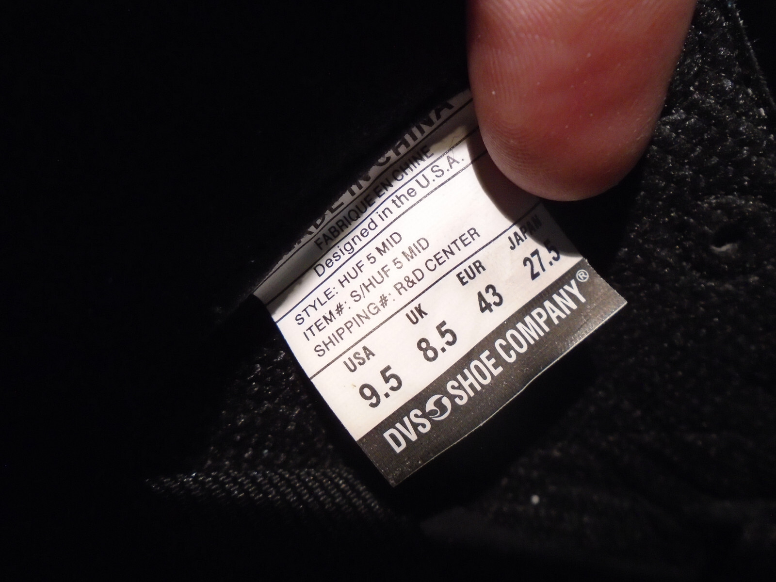 2007 DVS HUF 5 MID ORIGINAL INTENT TEAM SAMPLE BLUE LIGHT GREY BLACK WHITE 9.5