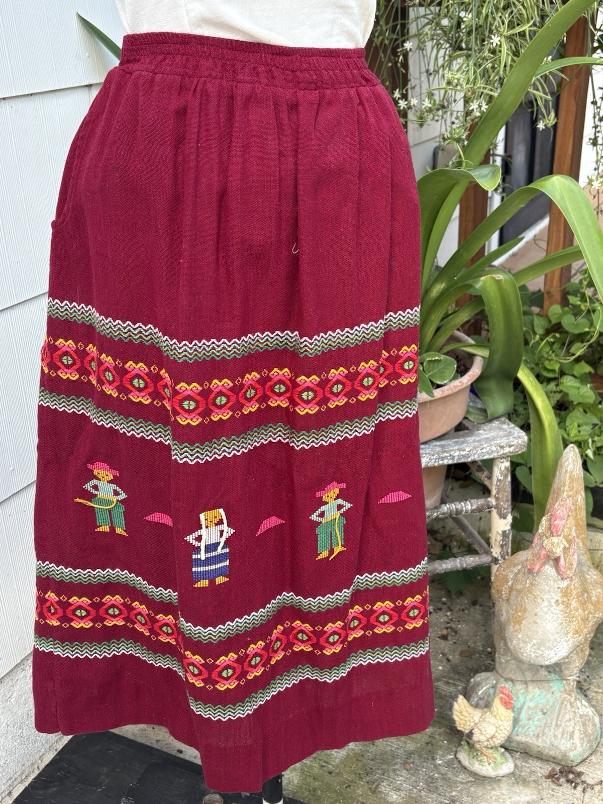 Vtg HandWoven Embroidered Guatemalan Mayan Fiesta Skirt Sz M Folk Boho Artisan