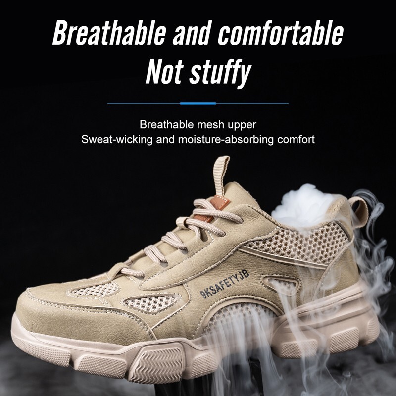 Mens steel toe work boots Mesh light Breathable anti piercing shoes safety shoes
