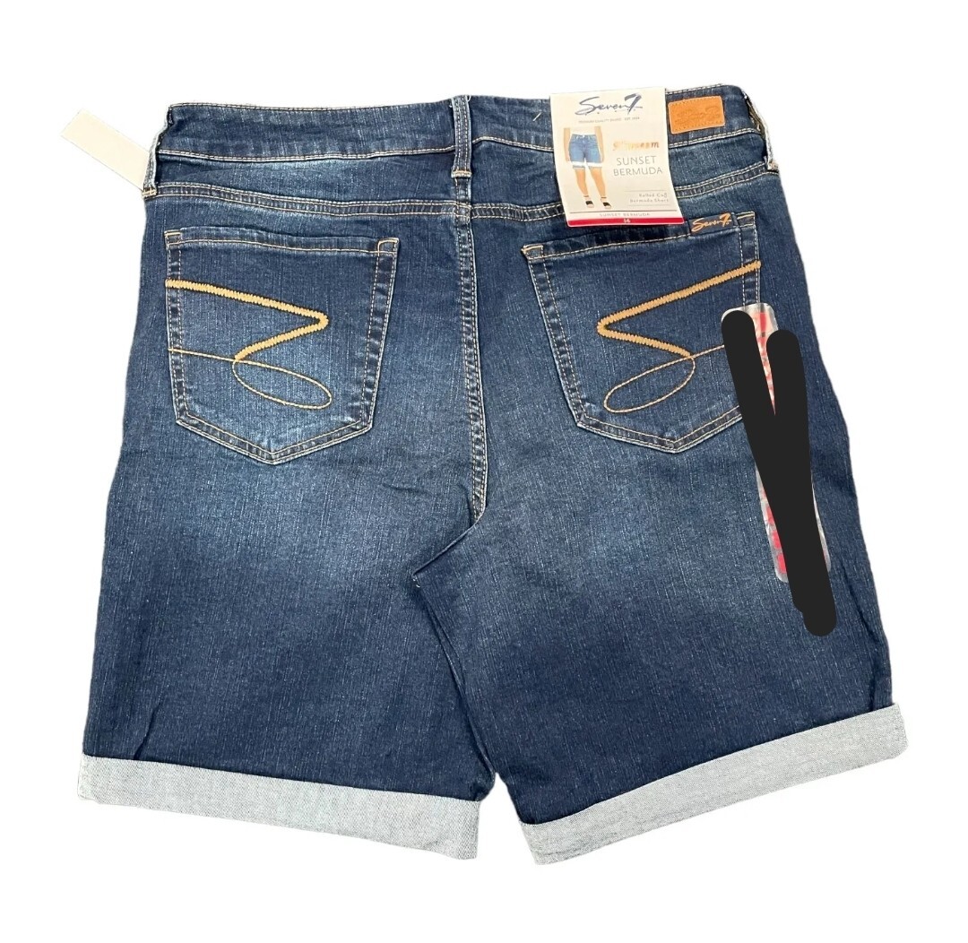 Seven7 Women’s 9″ Inseam Denim Rolled Cuff Slim Fit Short 6