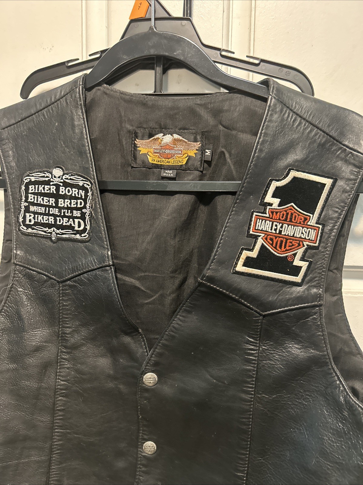 Harley Davidson Leather Vest Wings Logo Men’s M USA Vintage 80s 90s