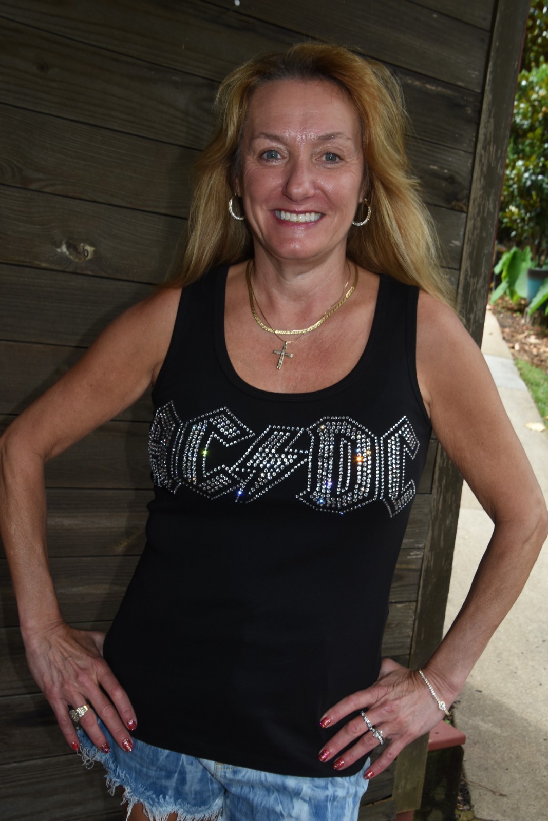 AC/DC rhinestone bling shirt or tank XS S M L XL XXL 1X 2X 3X 4X 5X clear