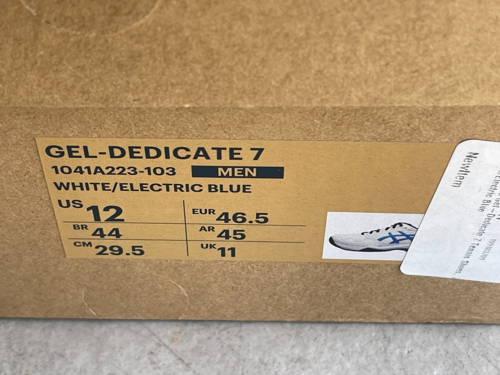 ASICS Gel-Dedicate 7 White Electric Blue Mens Tennis Shoes Size 12 1041A223-103
