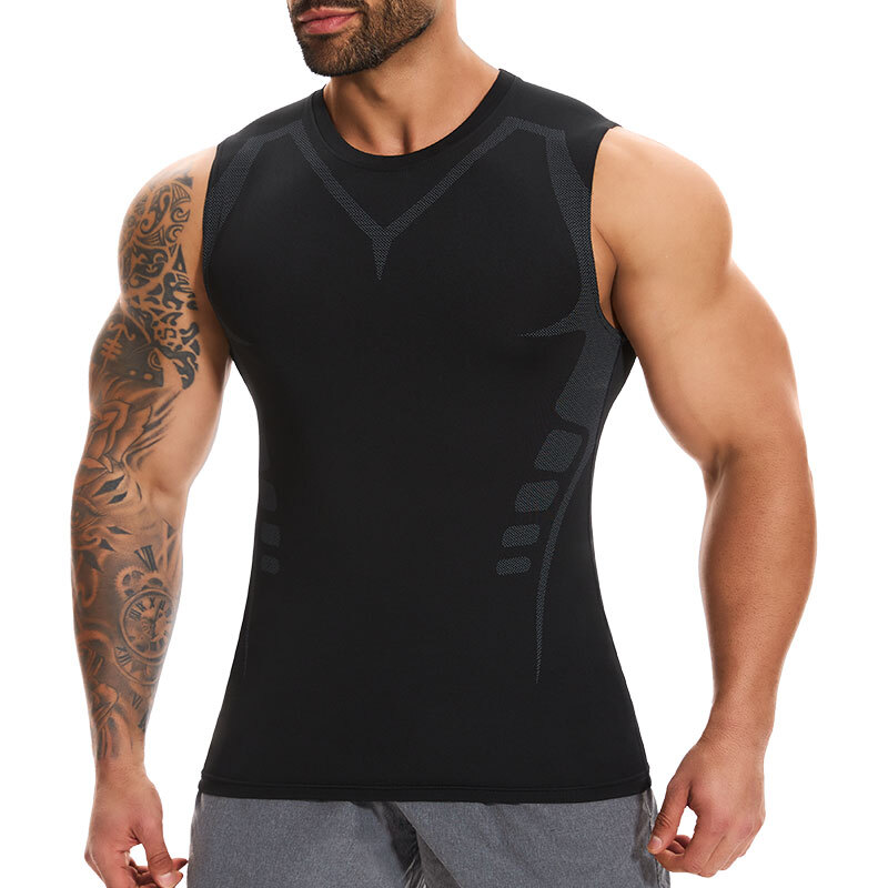 Men Compression Shirt Version Ionic Shaping Sleeveless Vest Tank Top S-2XL