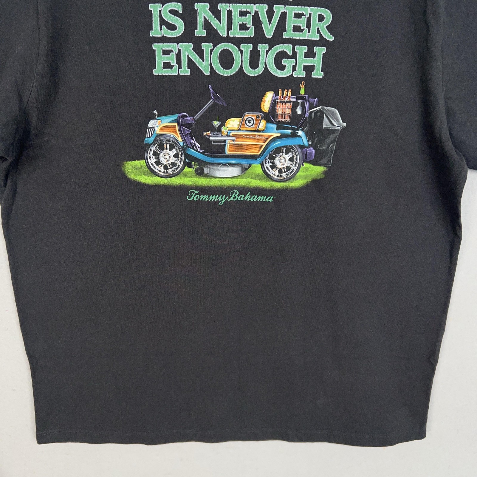 Tommy Bahama Shirt Mens Large Black Relax Funny Dad Lawn Landscape Mower Tee