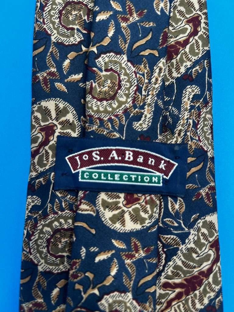 Jos. A. Bank 100% Silk Paisley Tie – Handprinted Fabric in Italy. Made in USA