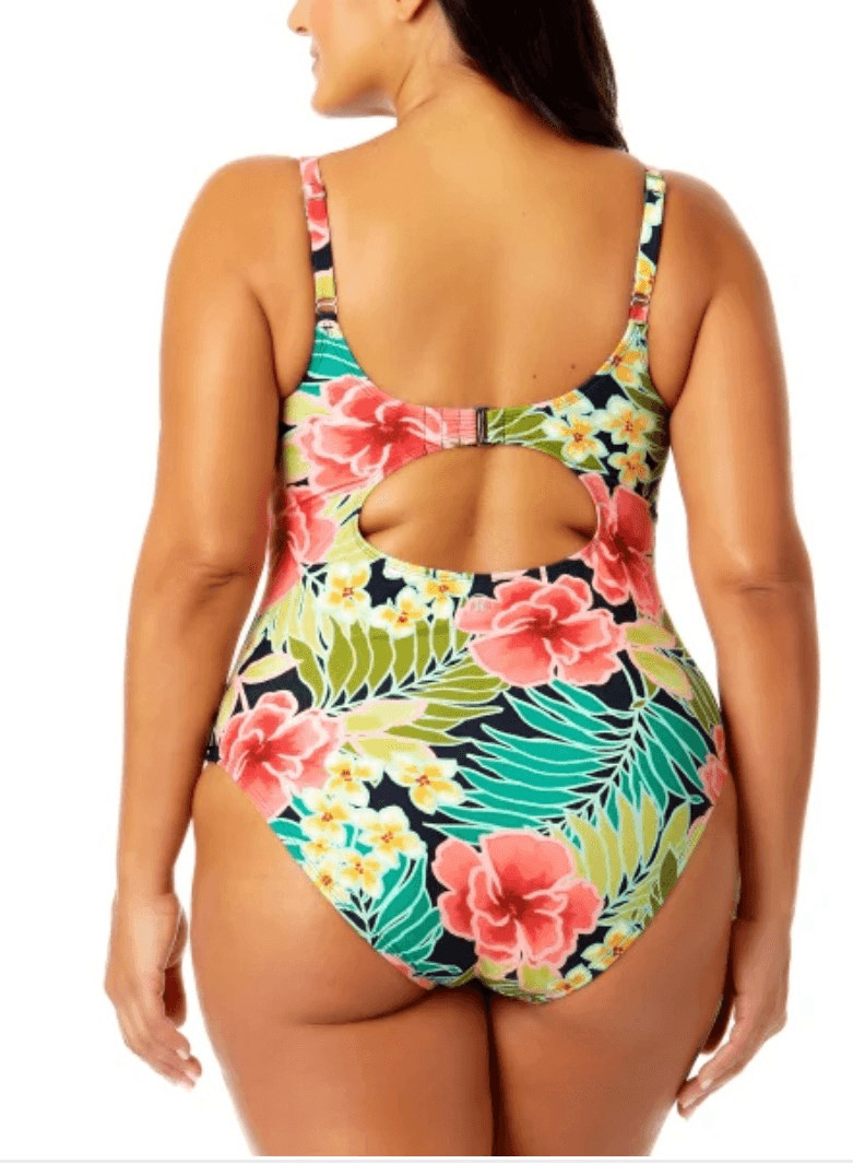 NWT HURLEY Size Large One-Piece Swimsuit Pink Poppy Floral Adjustable Straps New