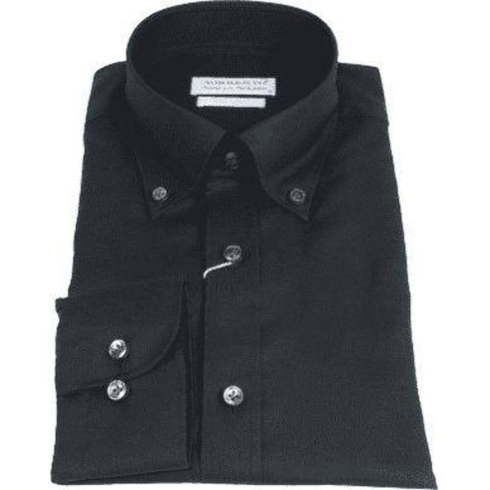 Mens 100% Italian Cotton Shirt Non Iron SORRENTO Button Down Oxford 4531 Black