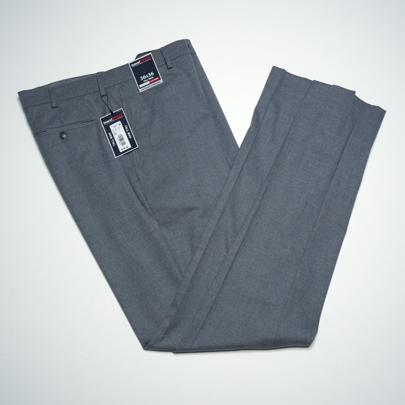 Roundtree & Yorke TravelSmart Pants LT 36″x36″ Tall Gray Easy Care Comfort NWT