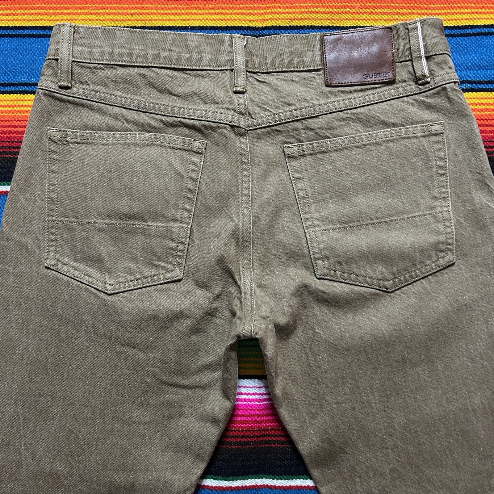 Gustin Jeans Selvedge Brown Size 34 California Slim Raw Button Fly