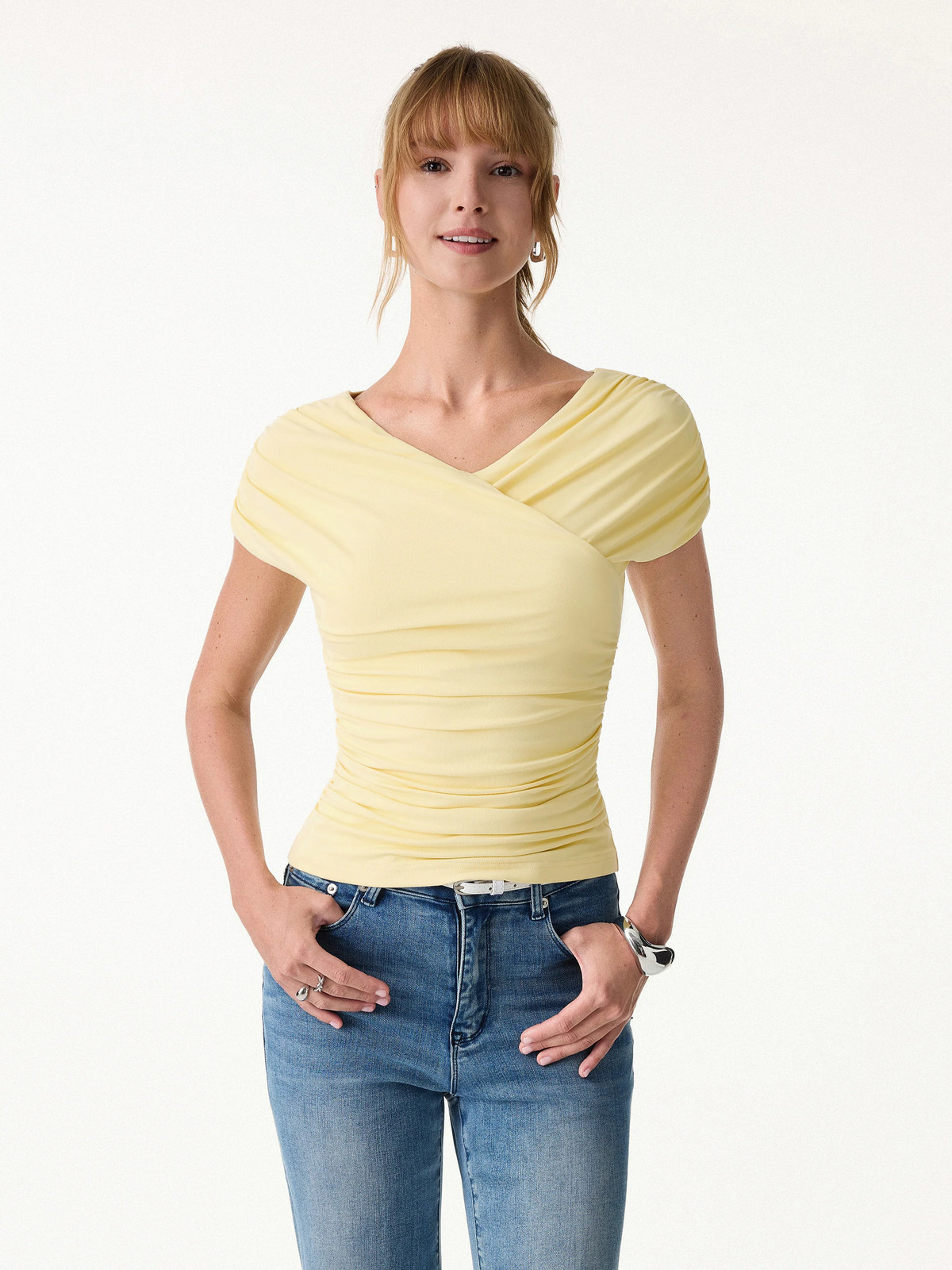 OGL SkinKiss Surplice V-Neck Ruching Bra Top