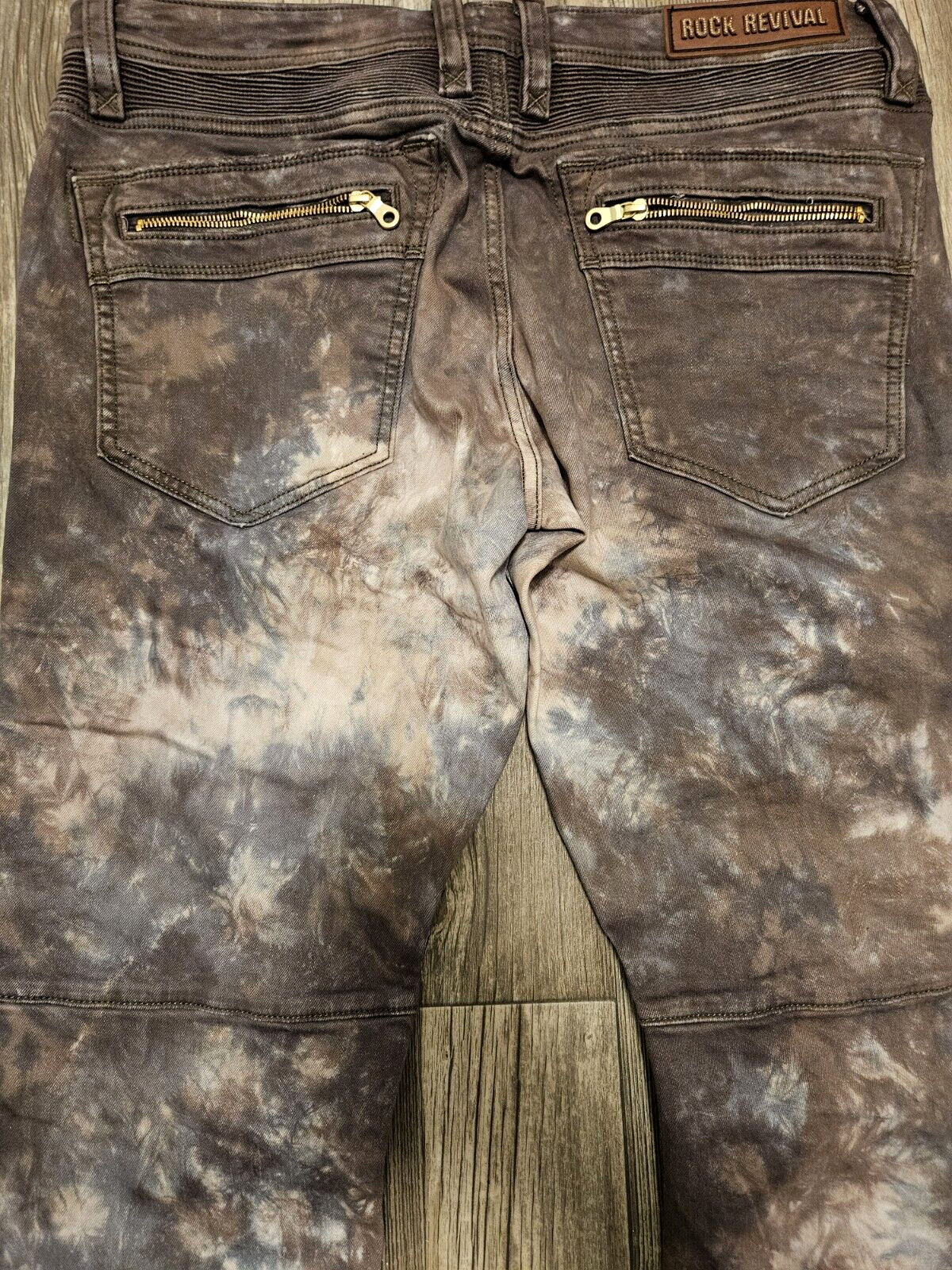 Rock Revival Daviday Moto Acid Wash Tie Dye Jeans Denim Men’s Size 36 x 31 NEW