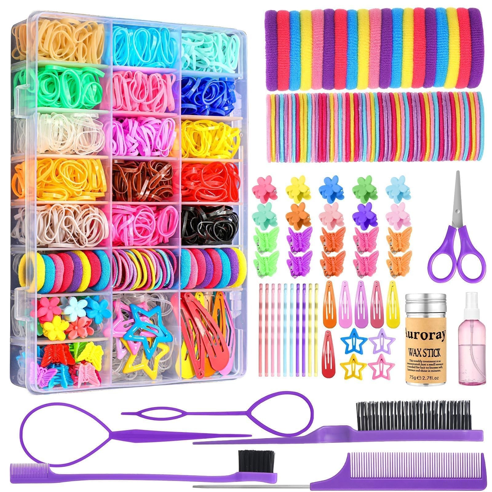 Hair Accessories for Girls, 1698 Pcs Rubber Bands with Multicolor 1