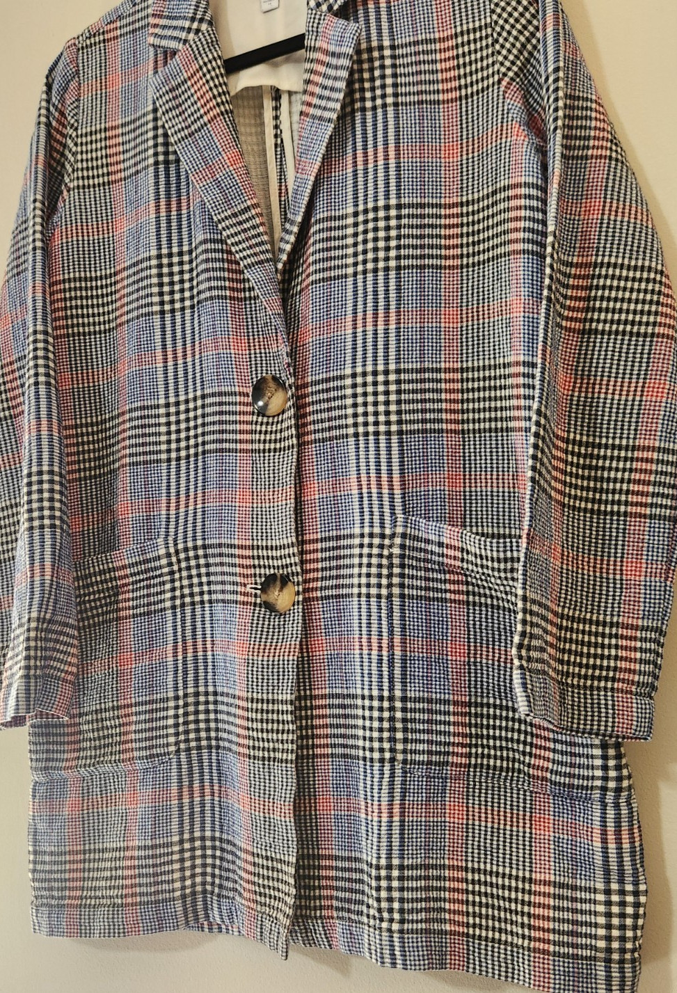 J. Jill Barley Multicolor Plaid Oversized Boyfriend Blazer Jacket Sz XS