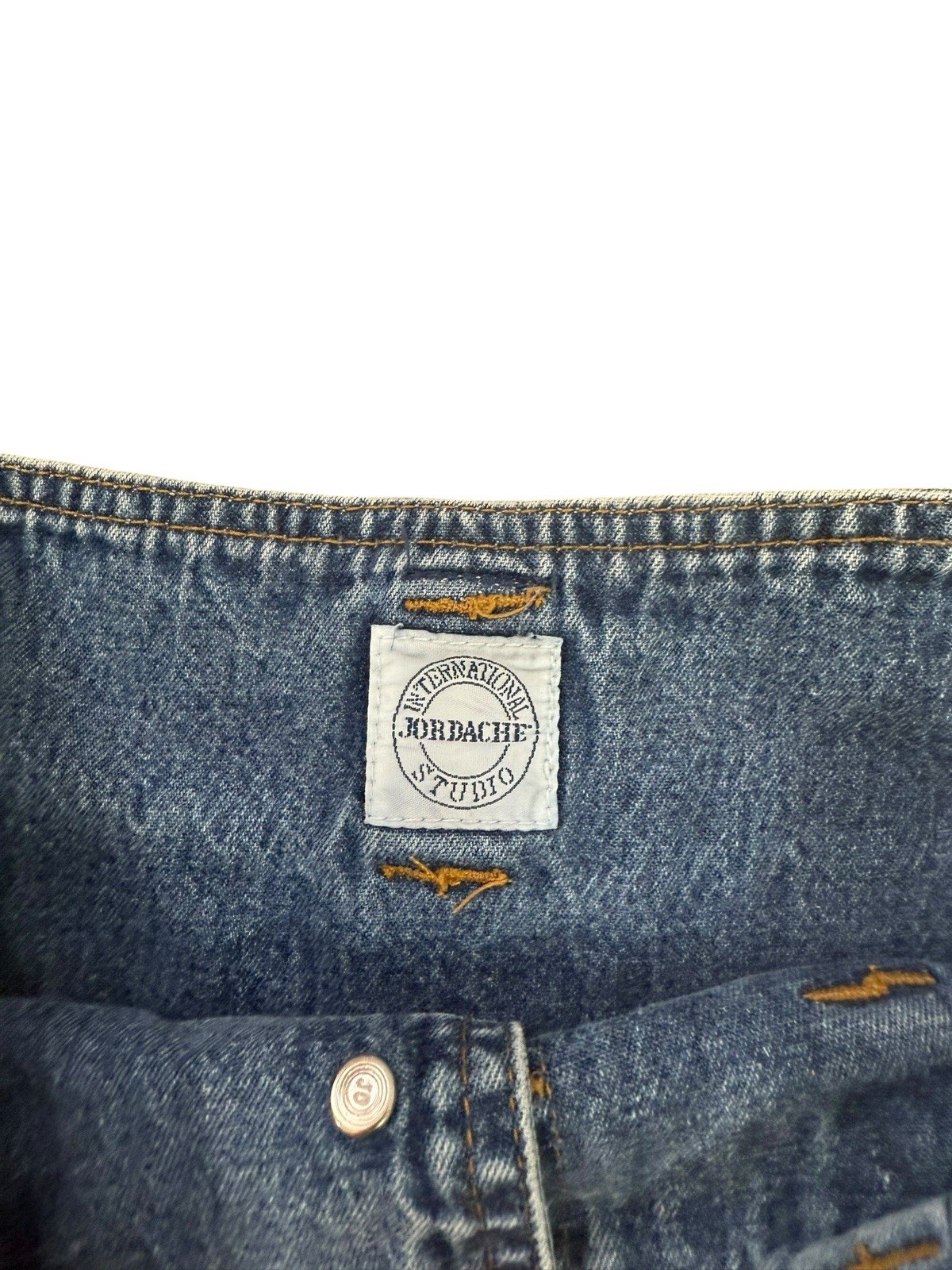 VINTAGE Jordache 80s Denim Swing Skirt Acid Wash Pleated Knee Length Size 8