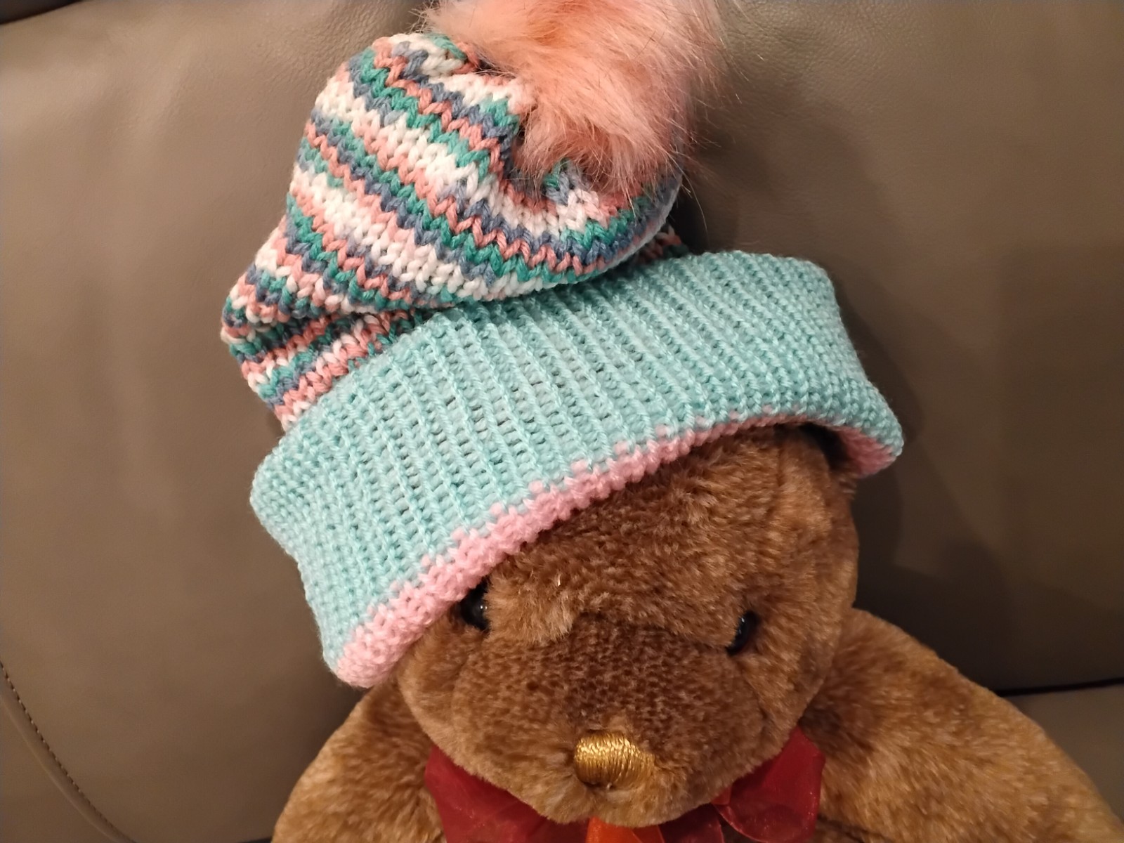 Warm Winter Reversible 2-layer Slouch Hat Beanie Turquoise, Pink, L, One Size