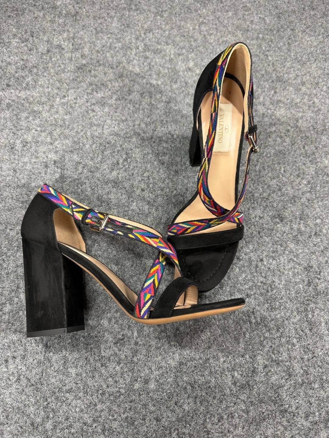 Valentino Garavani Native Couture Embroidered Block Heel Sandals 37.5 EU