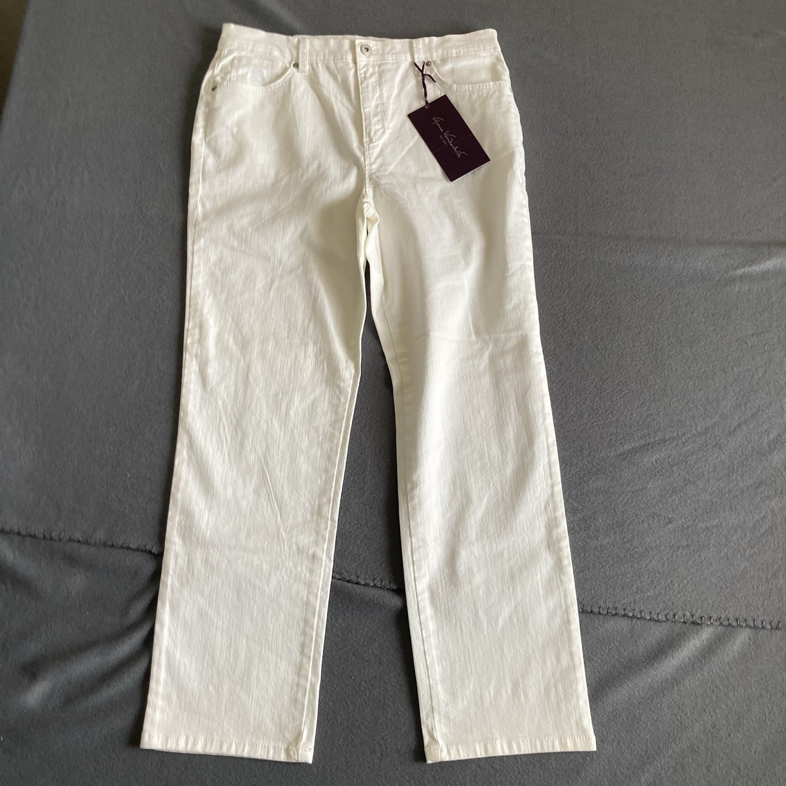 Gloria Vanderbilt Amanda Pant Women’s 12 Petite Off White Classic Fit Slimming