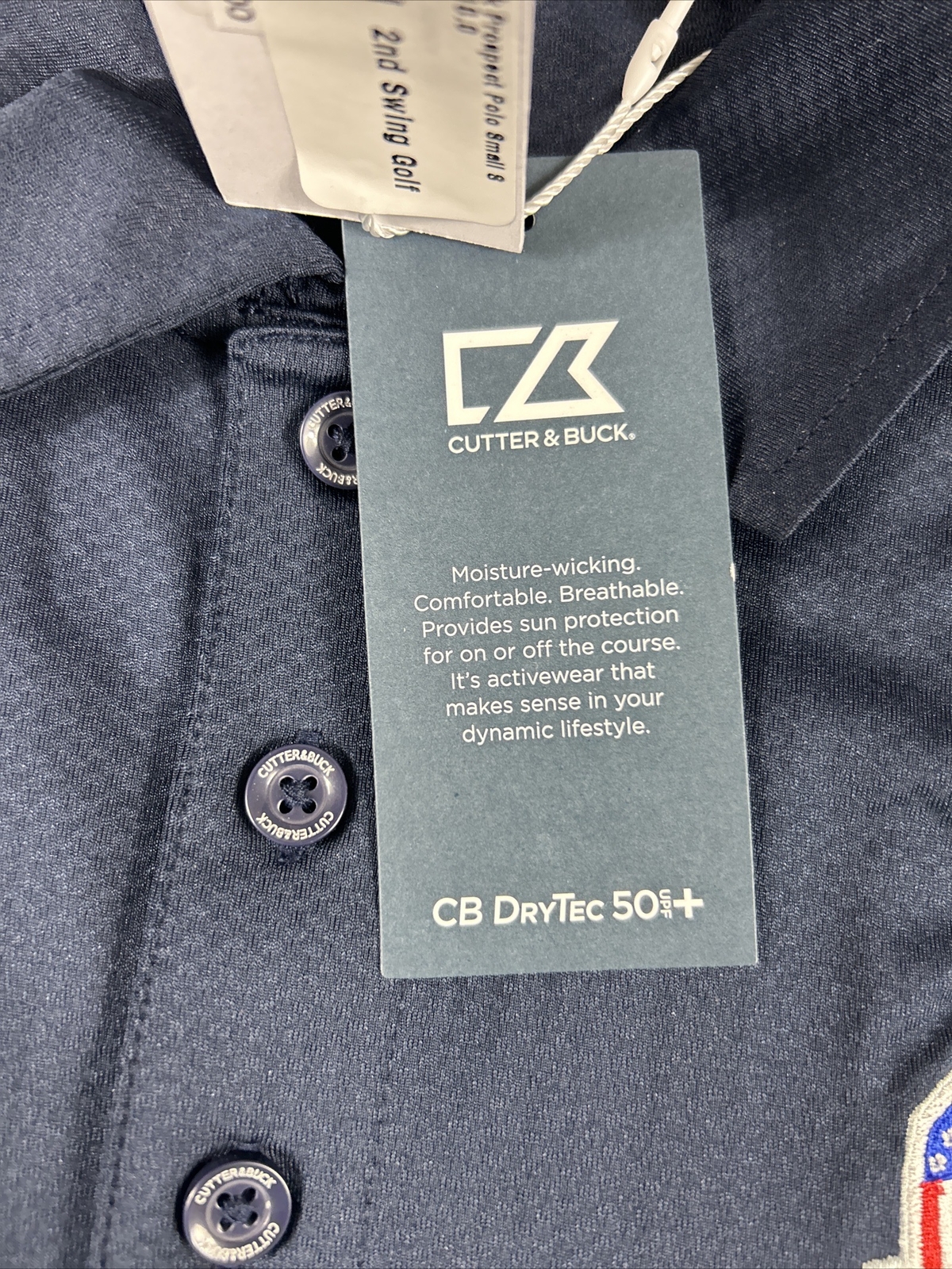 Cutter & Buck Ryder Cup Shirt Polo Golf Logo Small Navy Blue Polyester MSRP $55