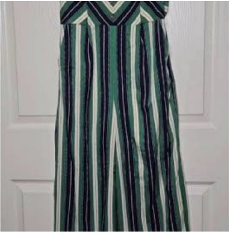Ivory Polyester Striped Jumpsuits & Rompers for Women in good condition size L