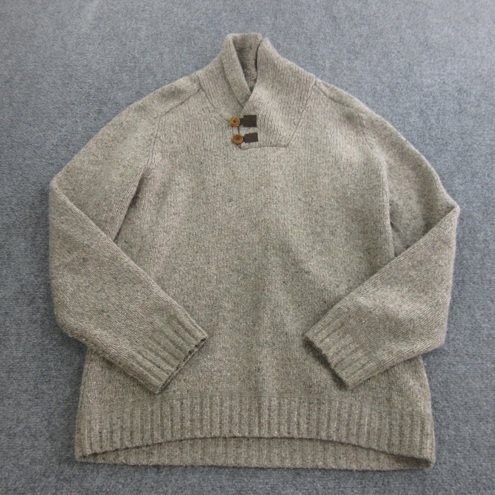 Fjallraven Sweater Mens Medium Gray Wool Lada Shawl Collar Knit Pullover