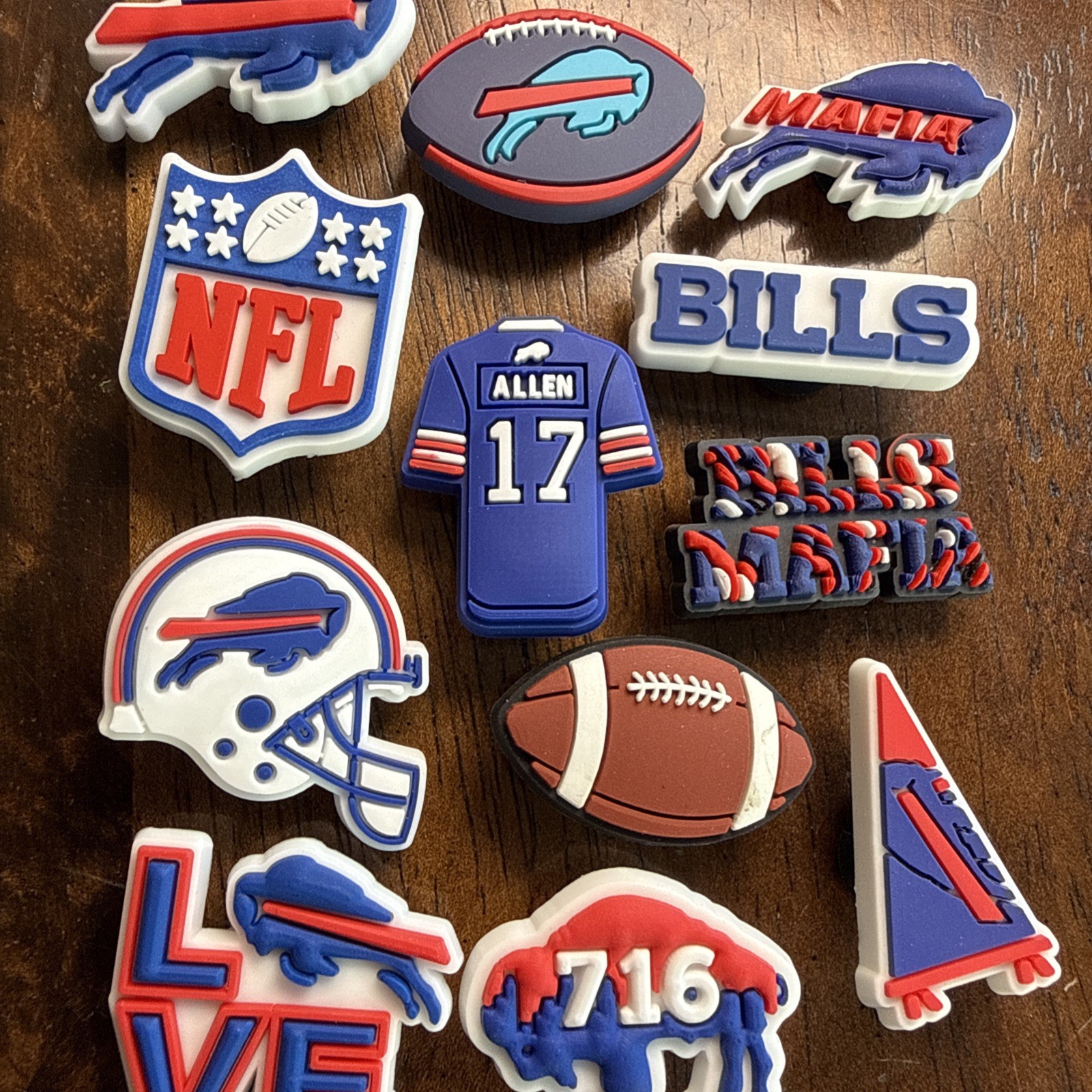 12-Pack Buffalo Bills Shoe Charms Mafia NFL Josh Allen Helmet Fan Charm