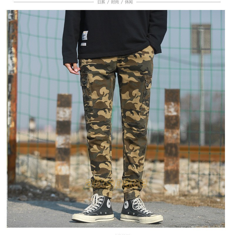 Men’s Casual Long Pants Cargo Cotton Spring Camouflage Outdoor Sport Trouser Hot