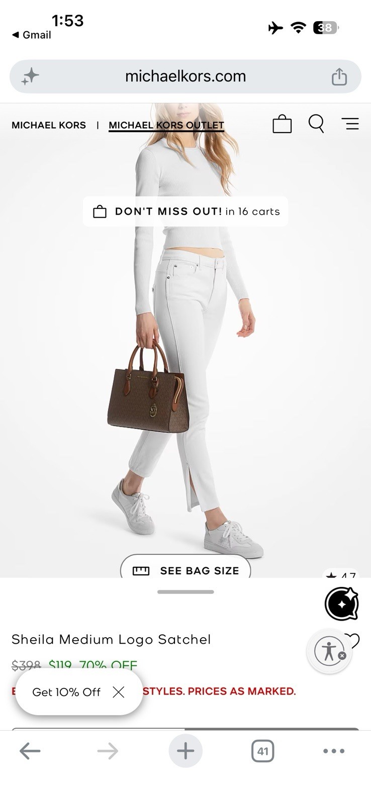 Michael Kors Signature Logo Medium Brown Satchel, Detachable Strap