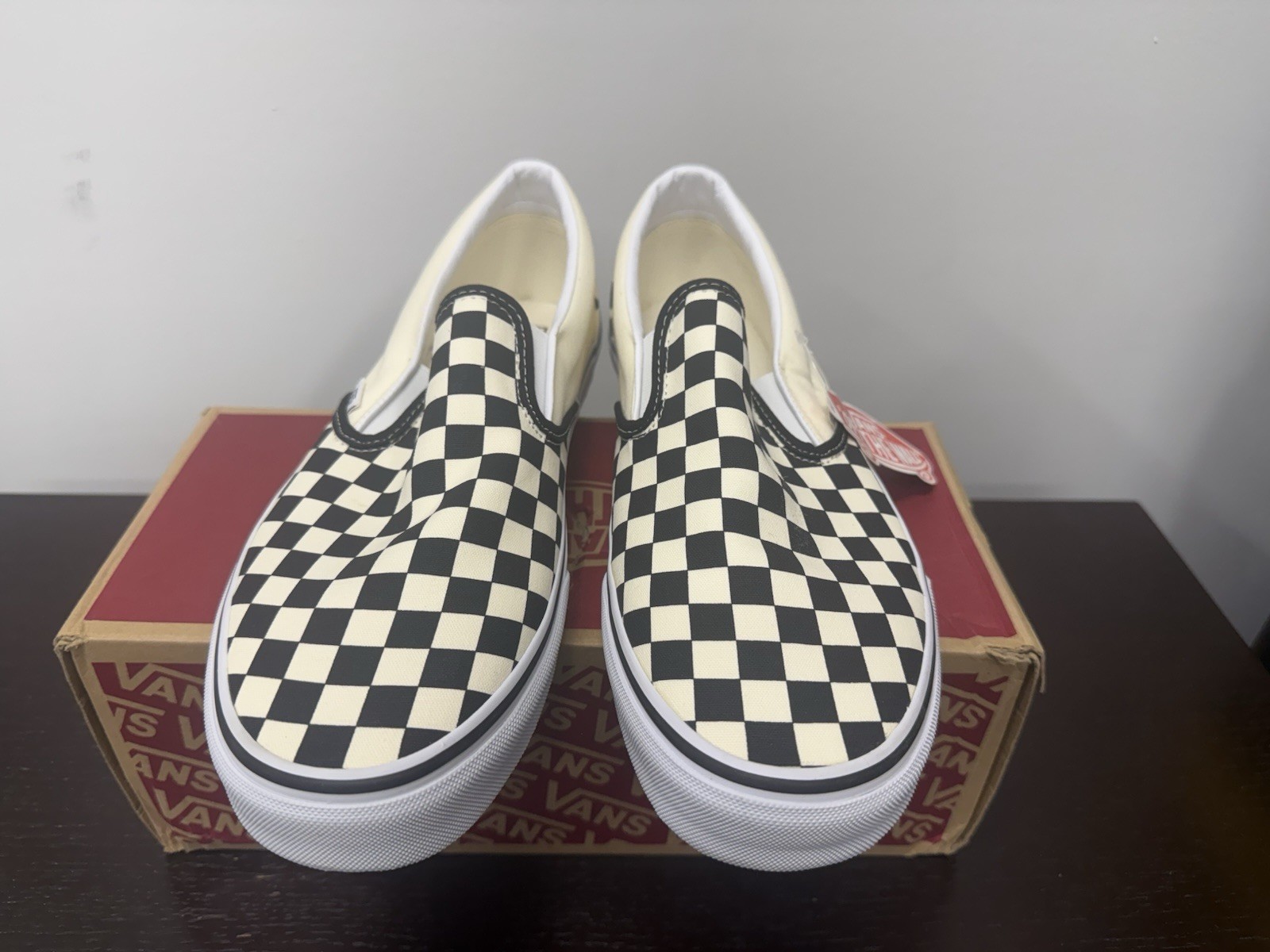 VANS Classic Slip-On Canvas Shoes Black White Checkerboard VN000EYEBWW Men’s Sz