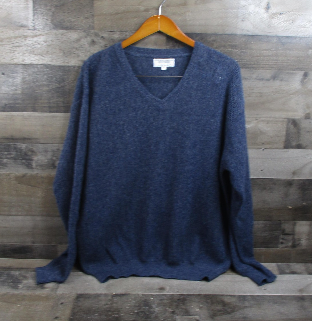 Stephen Kempson Sweater Mens Medium Blue Alpaca Pullover V Neck Bespoke England