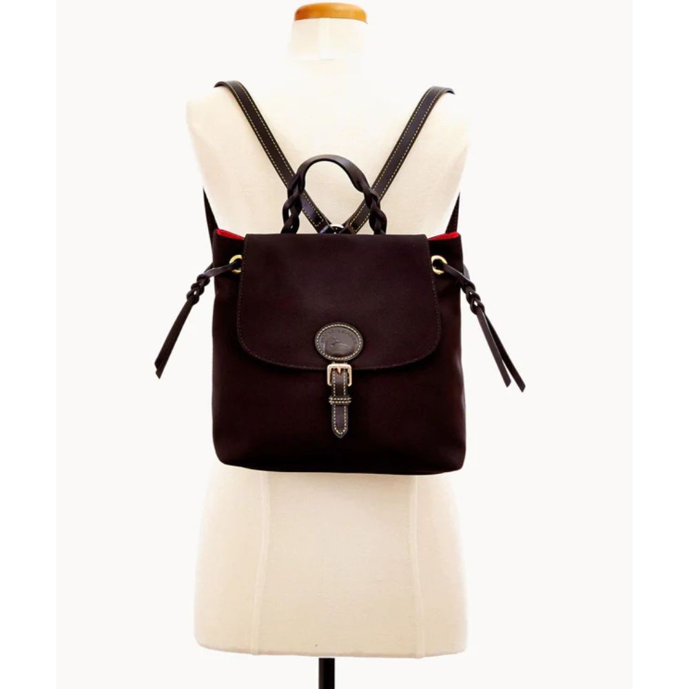 Dooney & Bourke Womens Solid Black Canvas Nylon Adjustable Straps Backpack OS