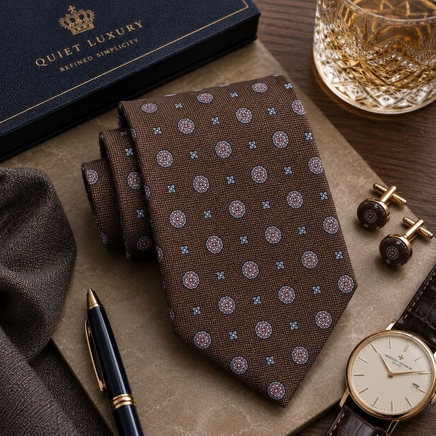 David Donahue Silk Tie Brown Blue Pink Floral Italy Gift Business Corpcore New
