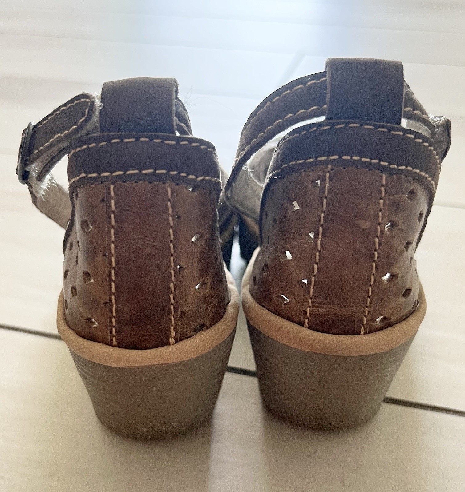 Fly London Ydel Perforated Leather Ankle Strap Open Toe Wedge Sandals Pewter 36