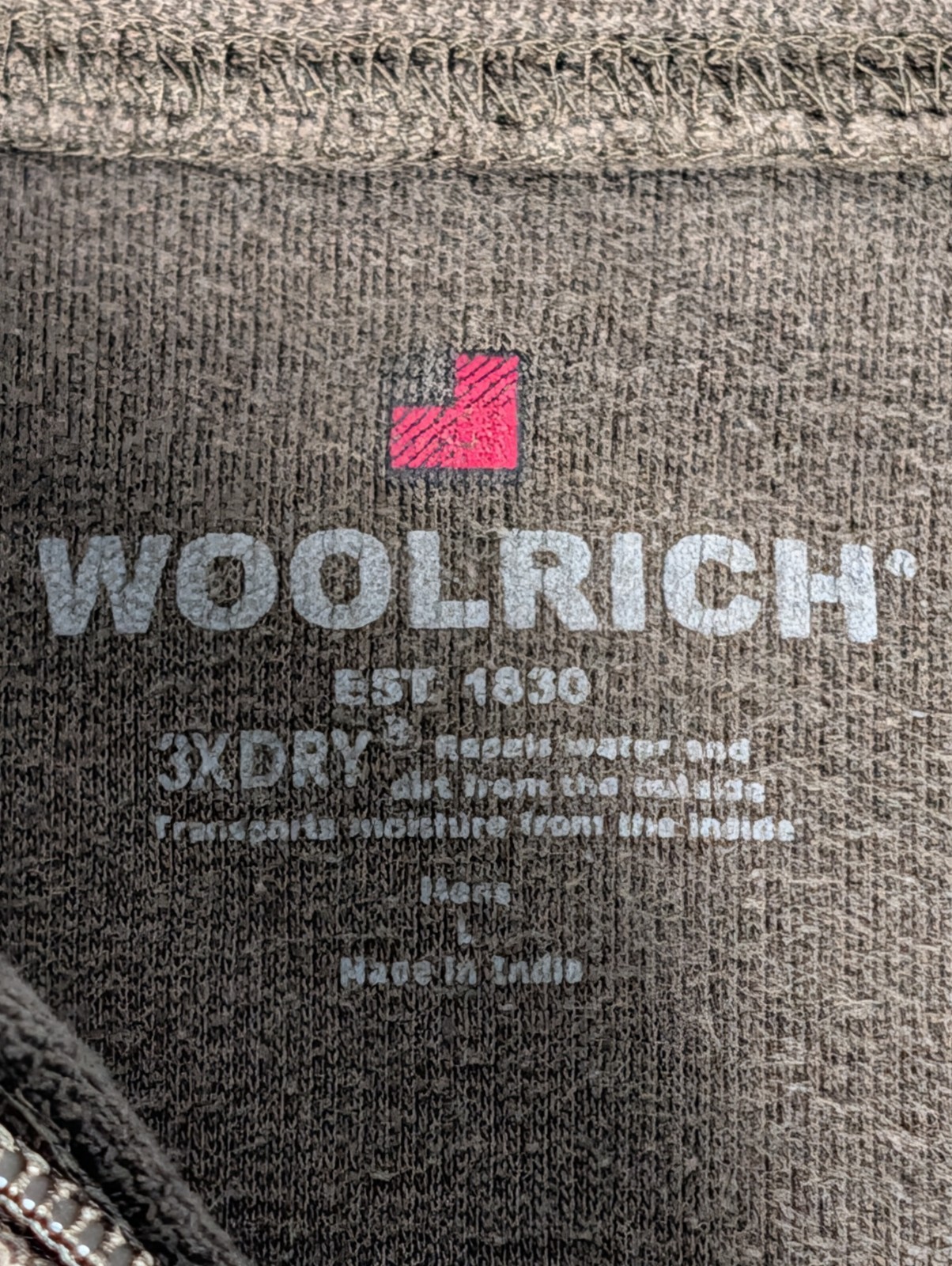 Woolrich 3X Dry Brown Textured Men’s Large Pullover Zip Close Long Sleeve Shirt